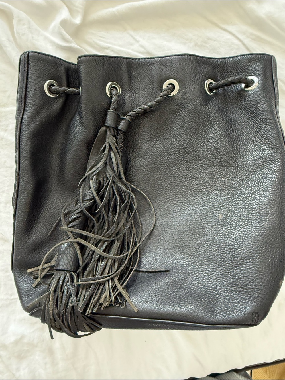 Rebecca Minkoff Black Leather Tassel backpack